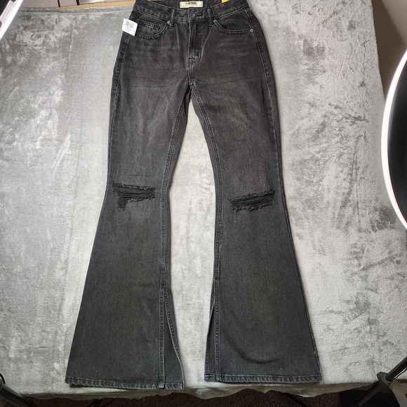 Denim - Rock Roll Denim Jeans Womens 26 x 36 Black High Rise Flare Bell Bottoms MRSP $80